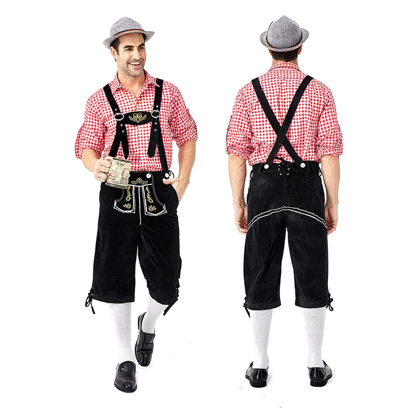 VeldenJ - Traditioneel Heren Lederhosen Overhemd - Ideaal voor Feestjes