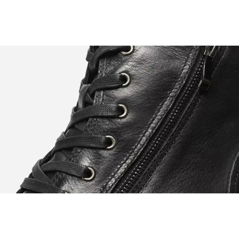 Haltrex - Herenschoenen Boots - Leren Combat Boots met Rits, Stevige Veterschoenen