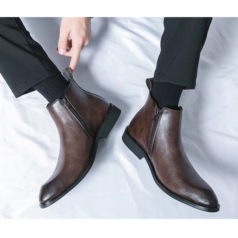 Rustrog - Herenschoenen Boots - Leren Chelsea Boots met Rits, Elegant & Formeel