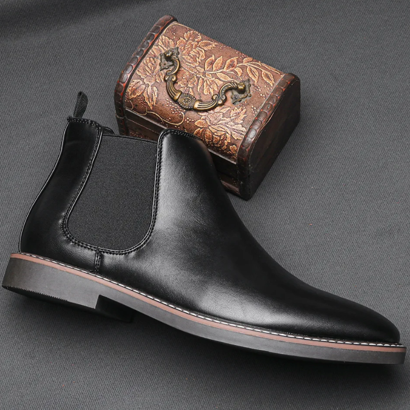 Formark - Klassieke Chelsea Boots Heren van Leer met Elastische Zijkanten