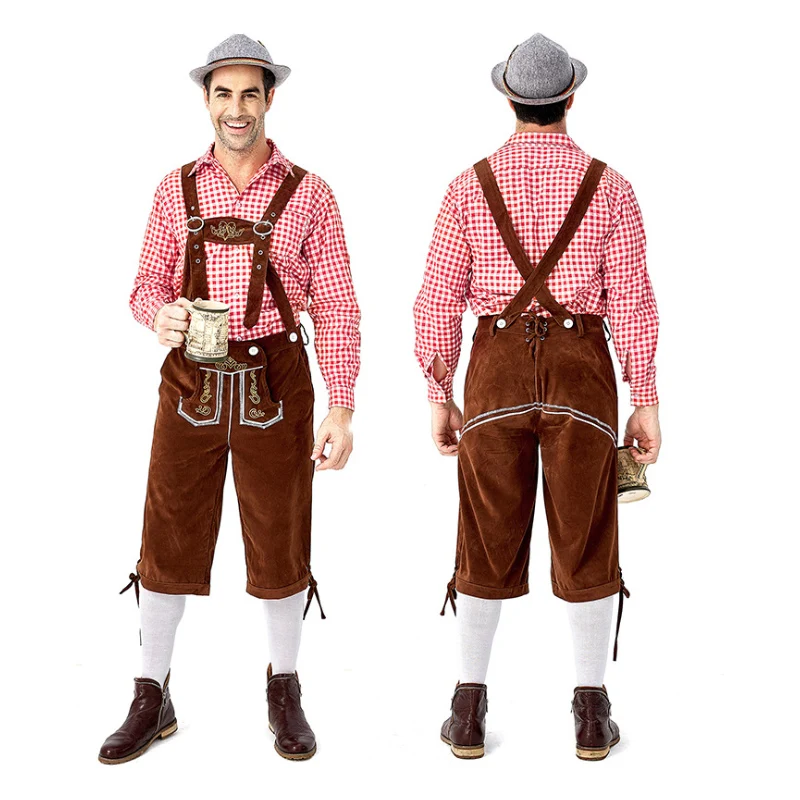 VeldenJ - Traditioneel Heren Lederhosen Overhemd - Ideaal voor Feestjes