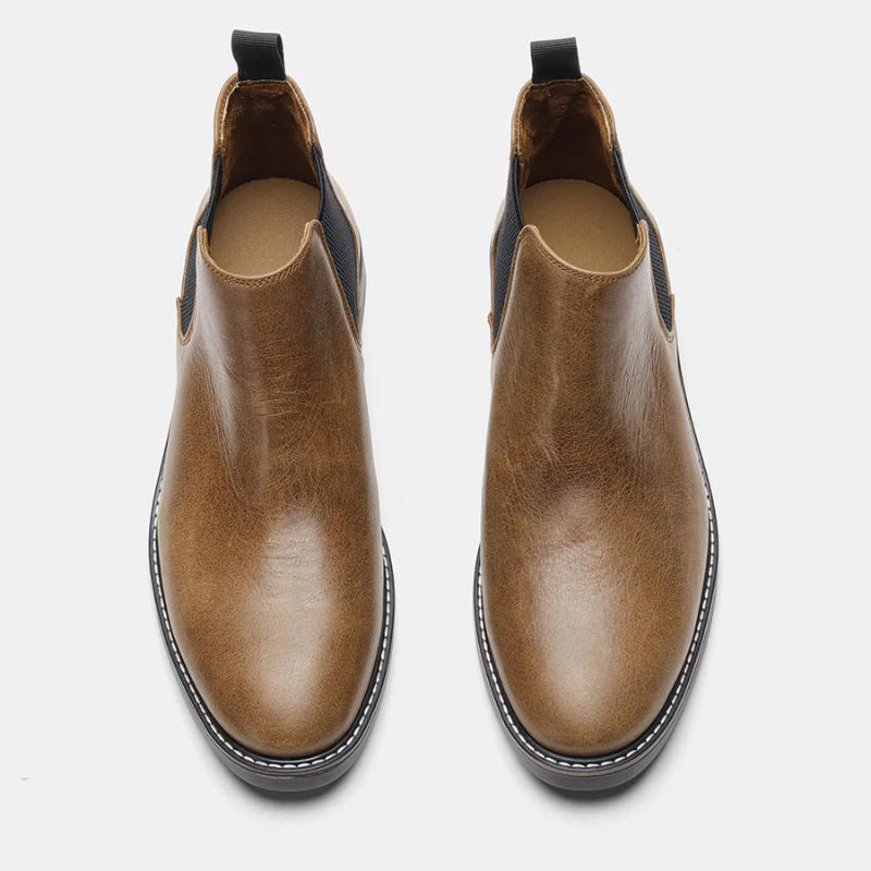 Formark - Klassieke Chelsea Boots Heren van Leer met Elastische Zijkanten