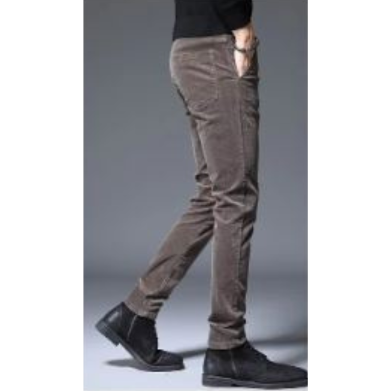 Durvyne - Heren Corduroy Broek met Elastische Tailleband en Ritszak