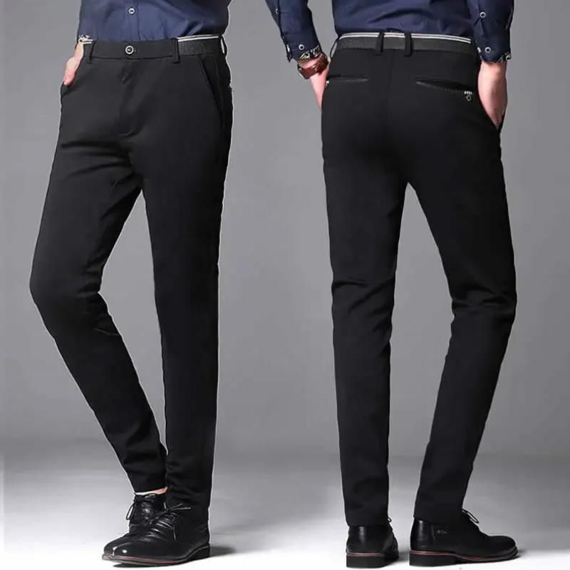 Elduron - Heren Pantalon Slim Fit Formeel met Knopen en Achterzak