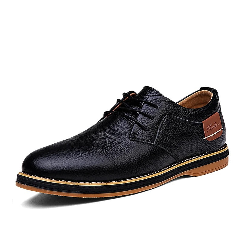 Hudson™ zwarte heren leren schoenen met contrasterende zool