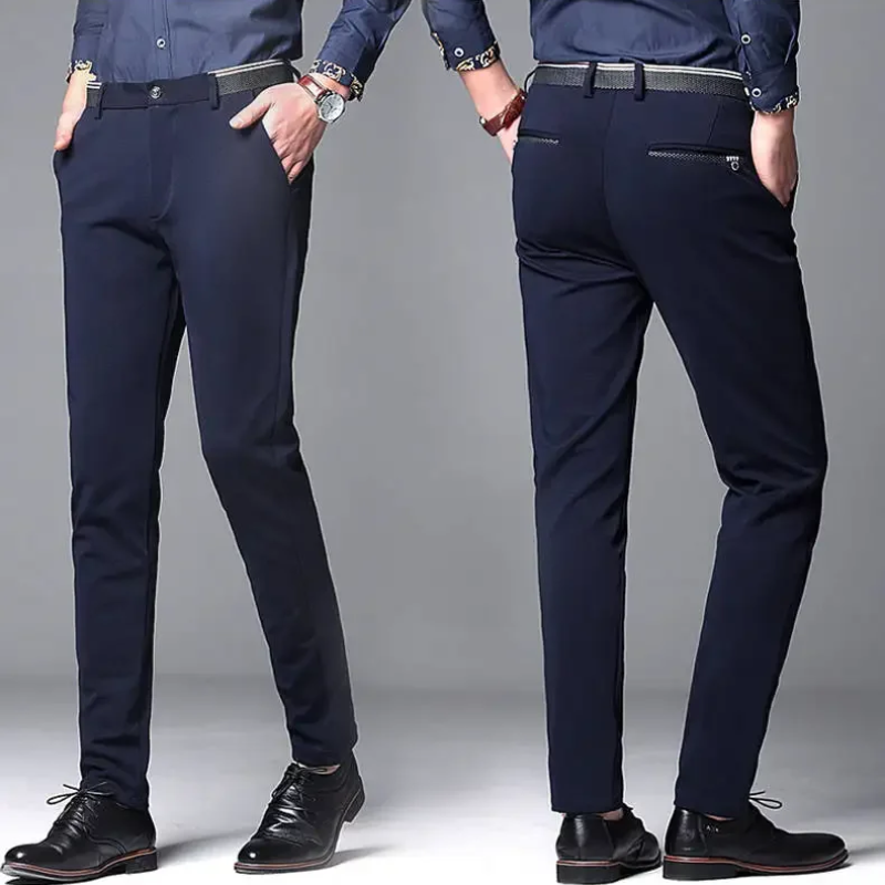 Elduron - Heren Pantalon Slim Fit Formeel met Knopen en Achterzak