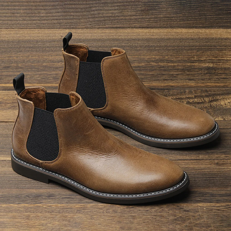 Formark - Klassieke Chelsea Boots Heren van Leer met Elastische Zijkanten