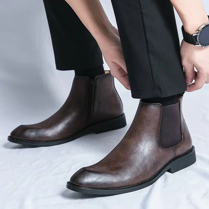 Rustrog - Herenschoenen Boots - Leren Chelsea Boots met Rits, Elegant & Formeel