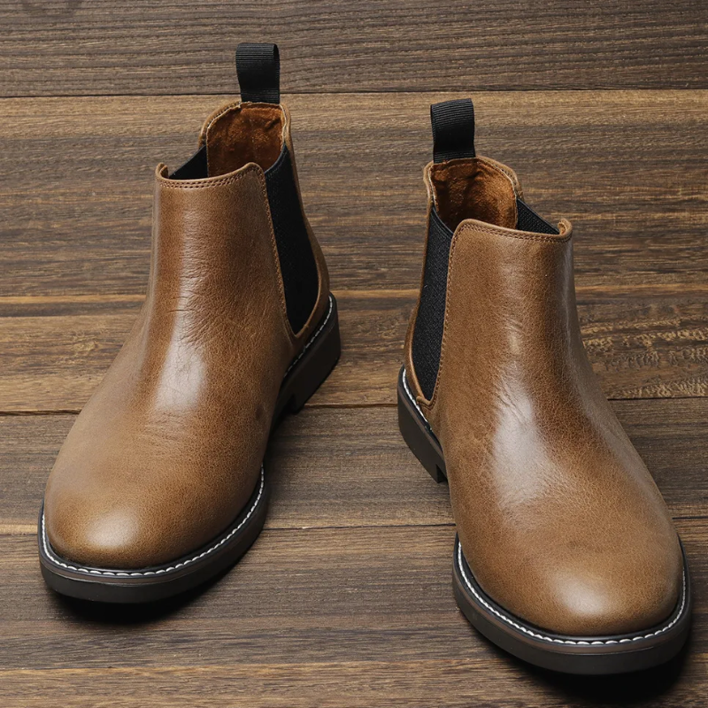 Formark - Klassieke Chelsea Boots Heren van Leer met Elastische Zijkanten