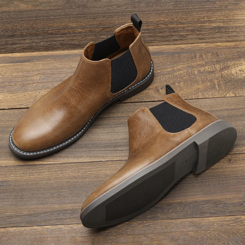 Formark - Klassieke Chelsea Boots Heren van Leer met Elastische Zijkanten