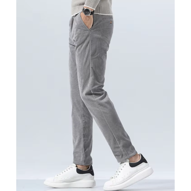 Norvock - Heren Corduroy Broek met Slim Fit en Voorplooien