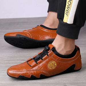 Oogveld - Heren Schoenen - Elegante Leren Sneakers met Decoratie en Comfortabele Pasvorm