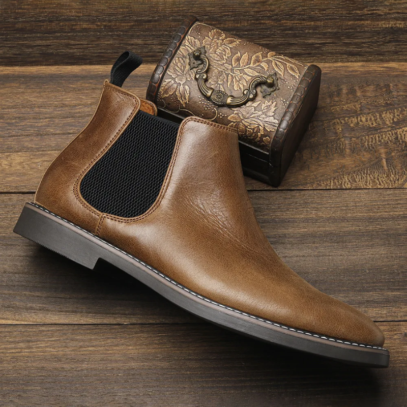 Formark - Klassieke Chelsea Boots Heren van Leer met Elastische Zijkanten