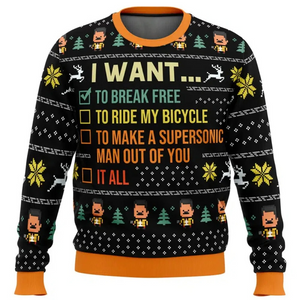 Santa Unisex Kersttrui - Grappige "I Want To Break Free" Thema Design - Kersttrui