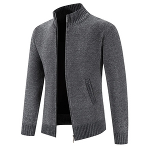 Krovsen - Heren Vest met Rits - Casual Gebreide Cardigan met Geribde Zoom