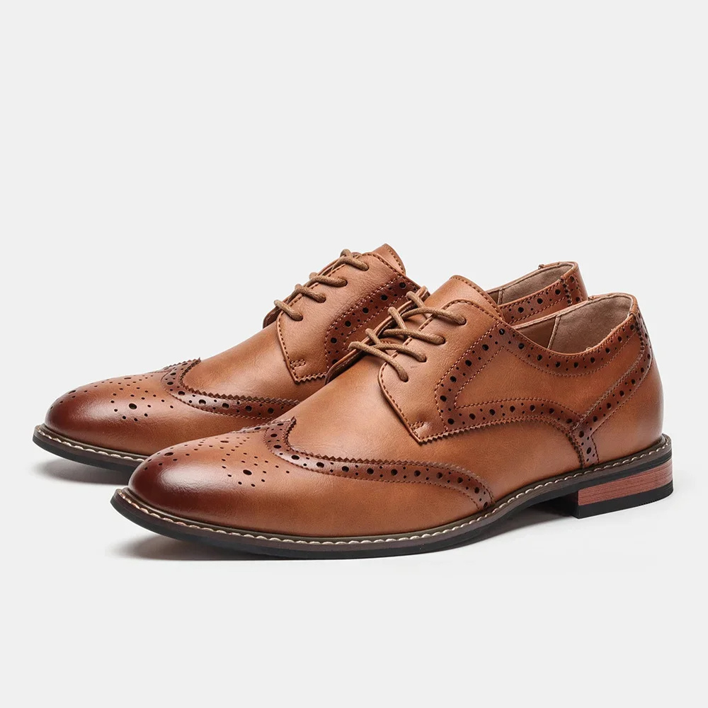 Venloes - Nette Heren Schoenen Wingtip Leren Oxford met Brogue Details