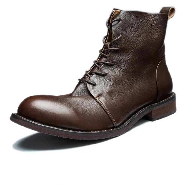 Stroven - Herenschoenen Boots - Leren Enkellaarzen met Rits, Duurzaam en Casual