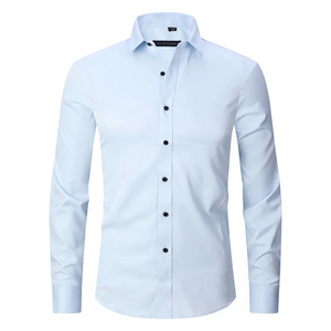 Belzorn - Heren Overhemd Slim Fit met Contrastknopen, Lange Mouw