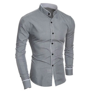 Zoltrim - Heren Overhemd Slim Fit met Contrastkraag, Lange Mouw