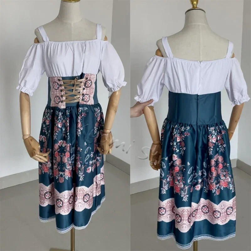 Merndel - Dirndl Dames Jurk met Bloemenborduursels en Kanten Details