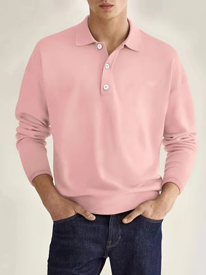 Polonik - Heren Lange Mouw Polo Shirt met Knoopsluiting - Casual Klassieke Pasvorm