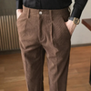 Dralven - Heren Corduroy Broek met Dubbele Plooi en Comfortabele Pasvorm