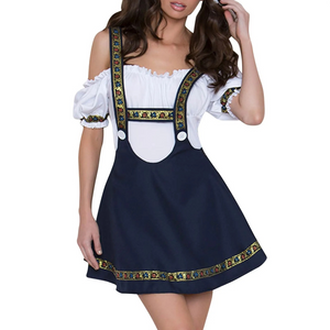 Kendira - Dirndl Dames Feestjurk met Open Schouders en Traditionele Print