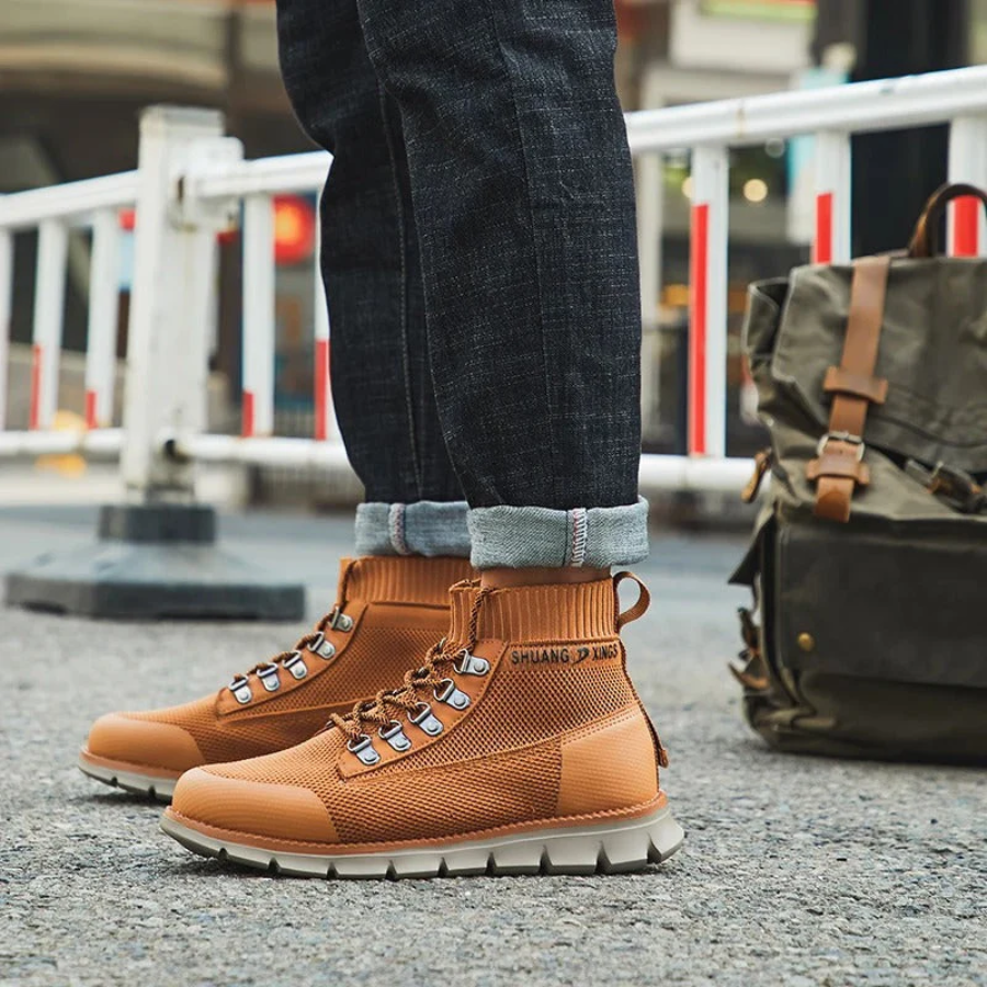 BootLux Heren Lichtgewicht Wandelschoenen met Ademende Gebreide Enke POLUNO