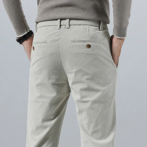 Norvock - Heren Corduroy Broek met Slim Fit en Voorplooien