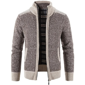 Targlen - Heren Vest met Rits - Warm Gebreide Cardigan met Fleece Voering