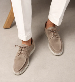 MenLace - Heren Suède Veterschoenen Loafers met Gevoerde Binnenzool en Modern Ontwerp