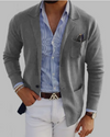 JAMES Heren vest met casual knopen, zakken en reverskraag, effen, lange mouwen