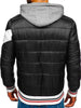 Oliver® zwart patchwork met revers heren gewatteerde jas