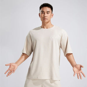 James™ grijs eenvoudig slank oversized t-shirt met ronde hals