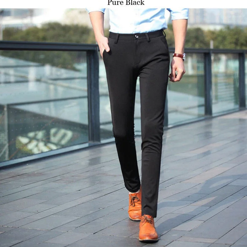 Elduron - Heren Pantalon Slim Fit Formeel met Knopen en Achterzak