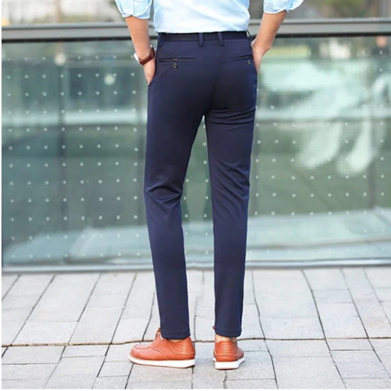 Elduron - Heren Pantalon Slim Fit Formeel met Knopen en Achterzak