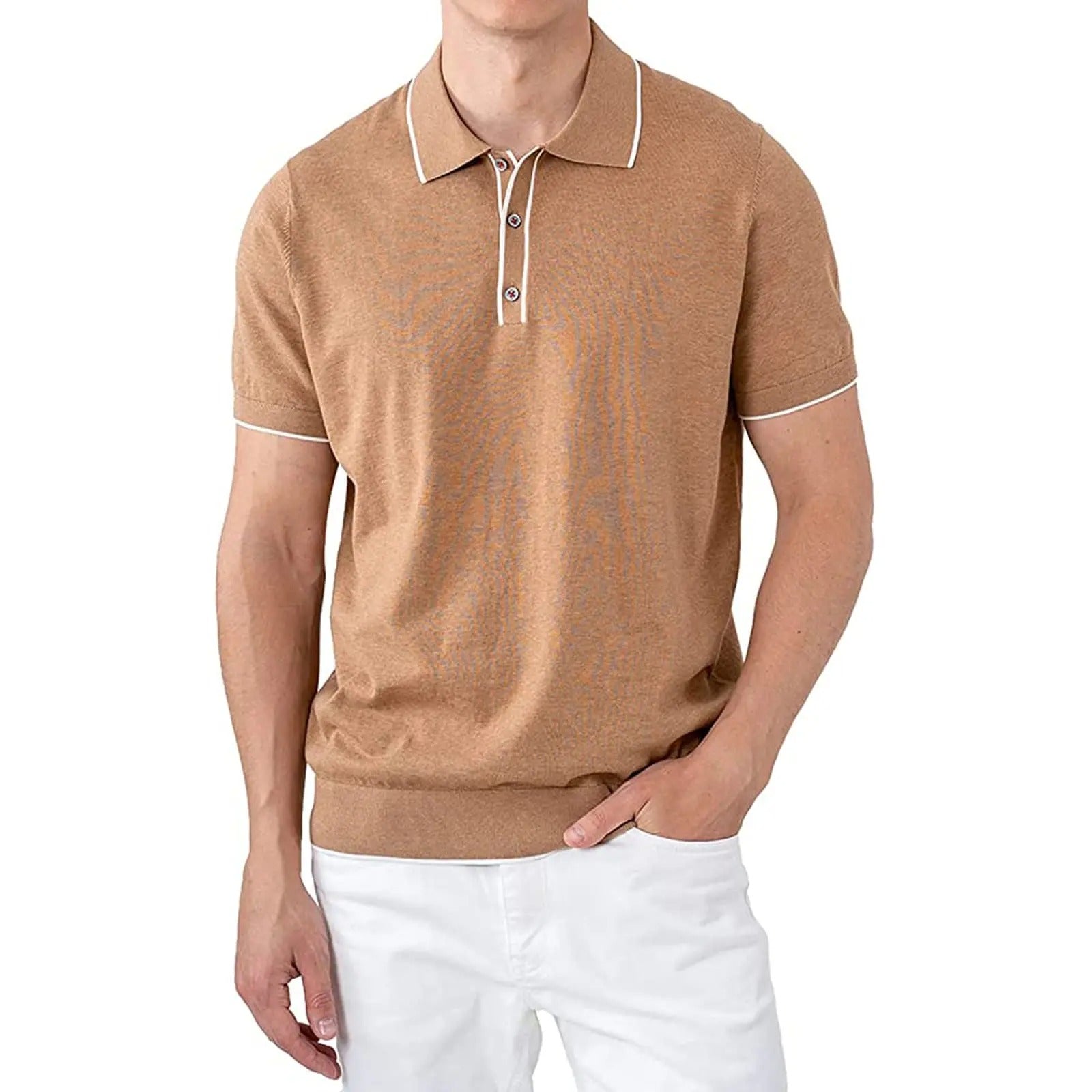 James™ Katoenen business casual heren polo met drie knopen