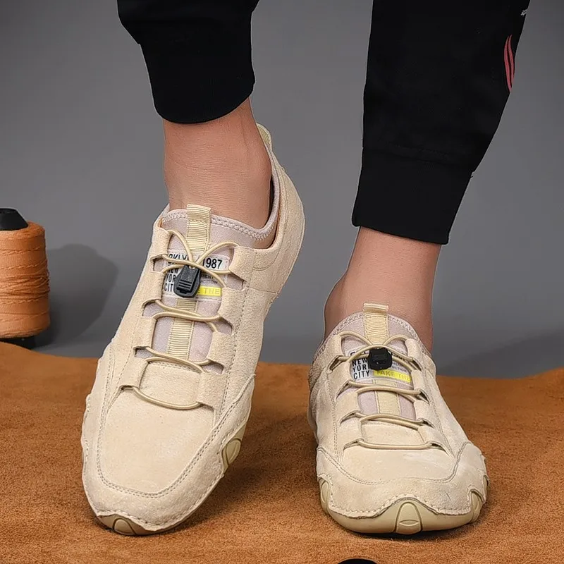 Oogveld - Heren Schoenen - Elegante Leren Sneakers met Decoratie en Comfortabele Pasvorm