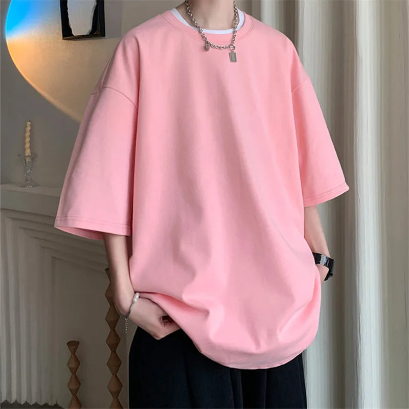 James™ Losse korte mouwen basic kleur heren oversized t-shirt