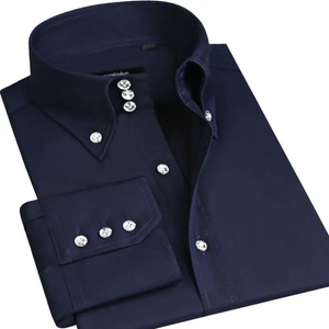 Faltrim - Heren Overhemd Slim Fit met Contrastknopen, Lange Mouw