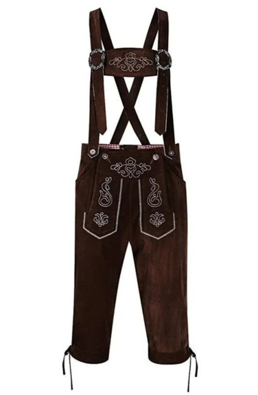 LederWi - Lederhosen Heren met Knoopsluiting en Bretels - Feest Outfit