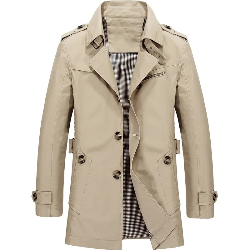 Rensare - Dubbel Geknoopte Heren Mantel - Stijlvolle Trenchcoat met Tailleband