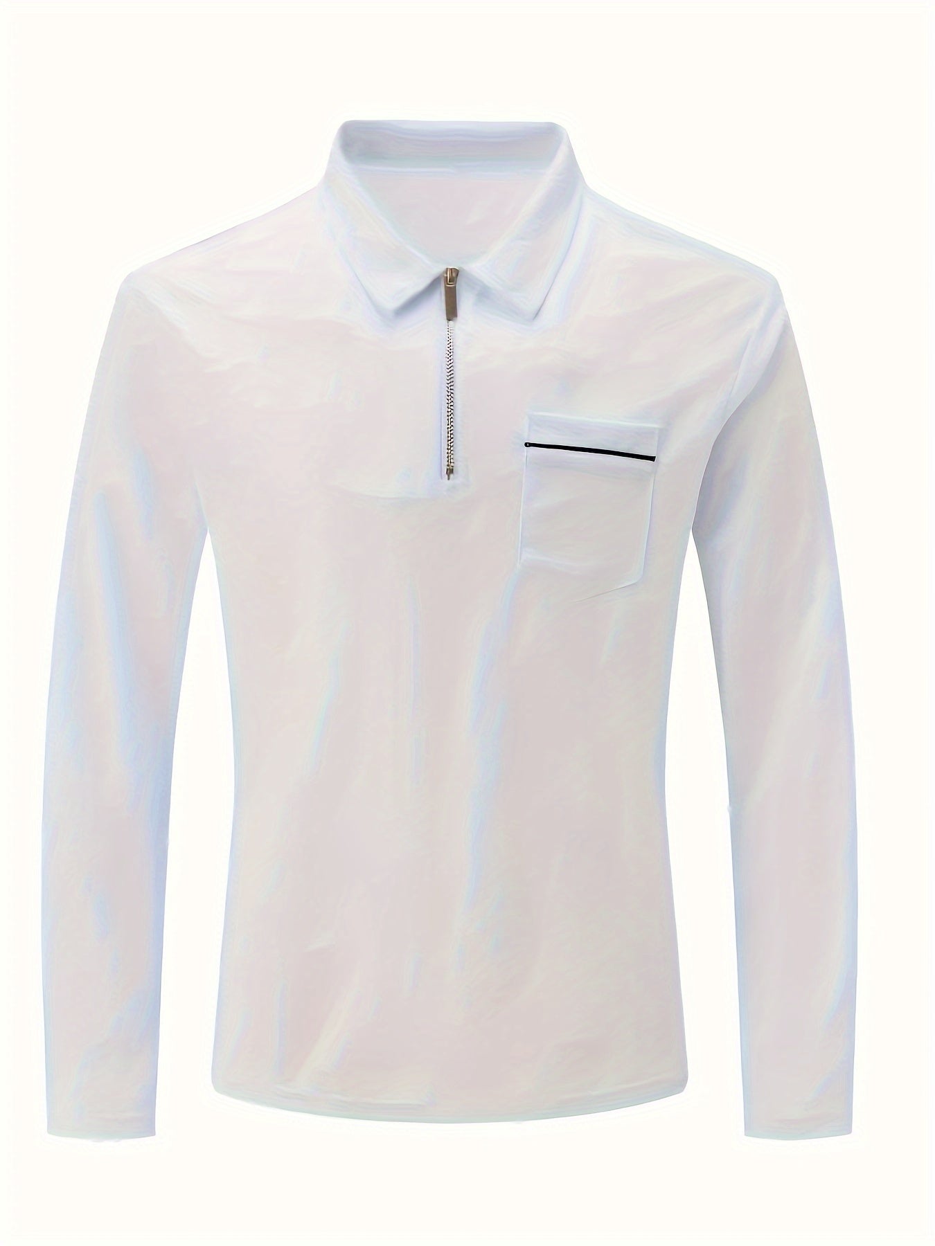 Polonik - Heren Polo met Lange Mouwen, Half-Zip en Borstzak – Casual Slim Fit