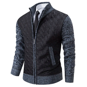 Grenvok - Heren Vest met Rits, Gewatteerd Gebreid Vest, Casual Textuur Design