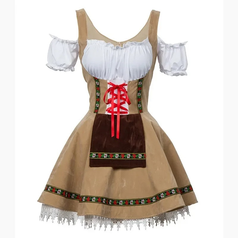 Frieder - Dirndl Dames Jurk met Schort en Kantafwerking