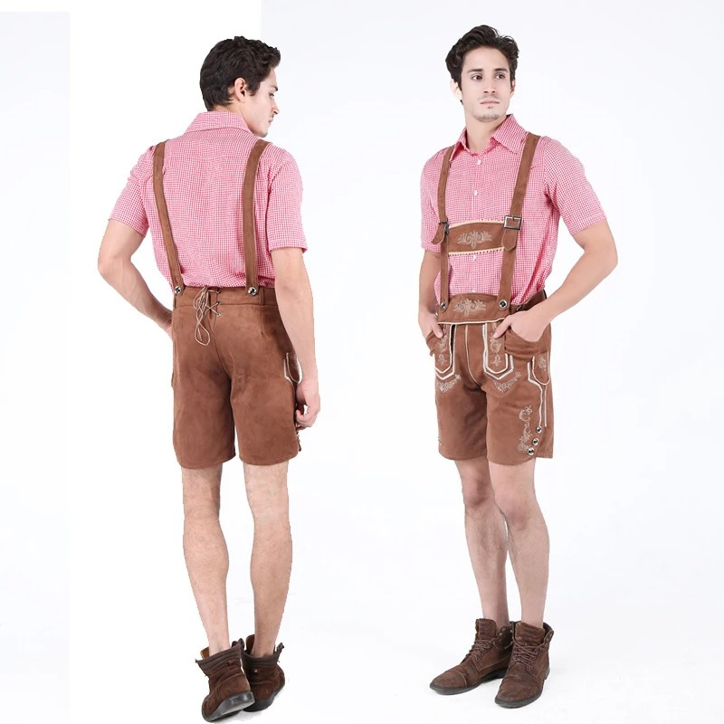 GerLux - Lederhosen Heren met Shirt en Korte Broek - Beierse Feestkleding