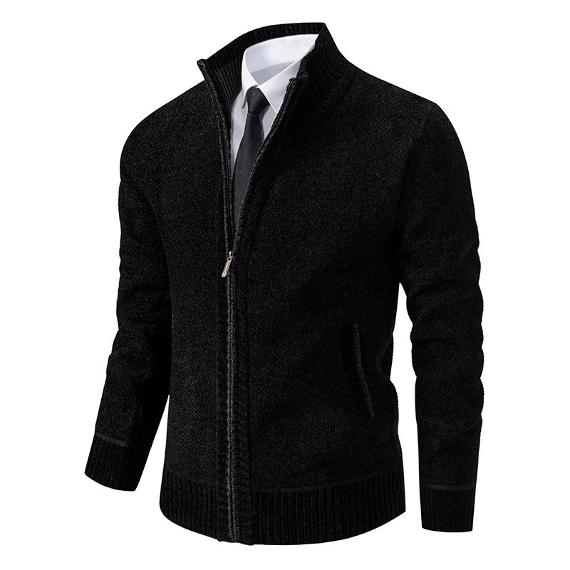 Frovell - Heren Vest met Rits - Casual Geribde Gebreide Cardigan