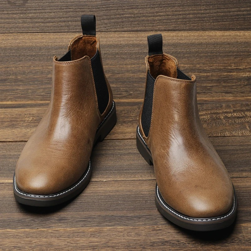 Formark - Klassieke Chelsea Boots Heren van Leer met Elastische Zijkanten