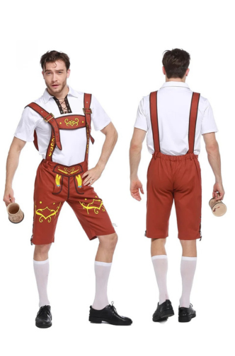 WoudLed - Beierse Lederhosen voor Heren met Korte Broek en Shirt - Feeststijl