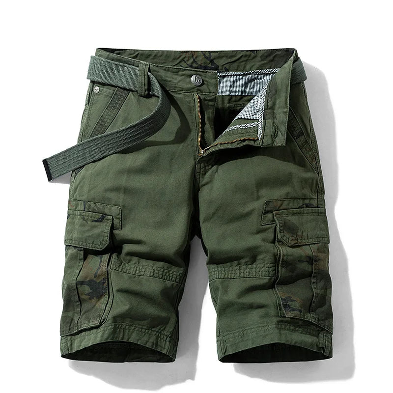 James™ Effen kleur comfortabele heren cargo shorts met zakken